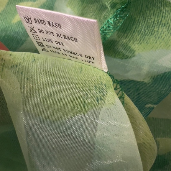 # A240 Nancy Cottagecore Green Floral Puff Sleeve Dress Tie Back Bow NWT S - Picture 7 of 10